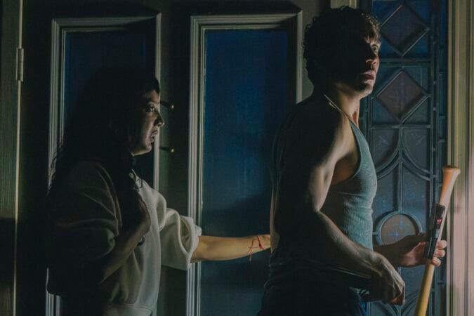 Cher Álvarez and Travis A. Knight in 'Paranormal Activity' on Broadway.