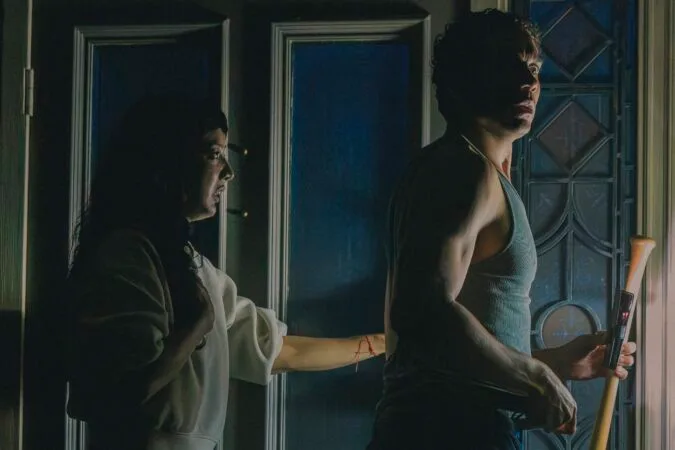 Cher Álvarez and Travis A. Knight in 'Paranormal Activity' on Broadway.