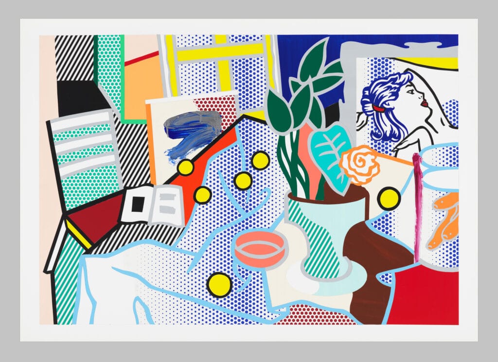 "Roy Lichtenstein, Bellagio Hotel Mural: Interior with Painting of Reclining Nude (Study),"