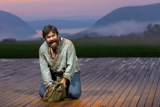 Josh Young as Jean Valjean in "Les Misérables" at Hudson Valley Shakespeare.