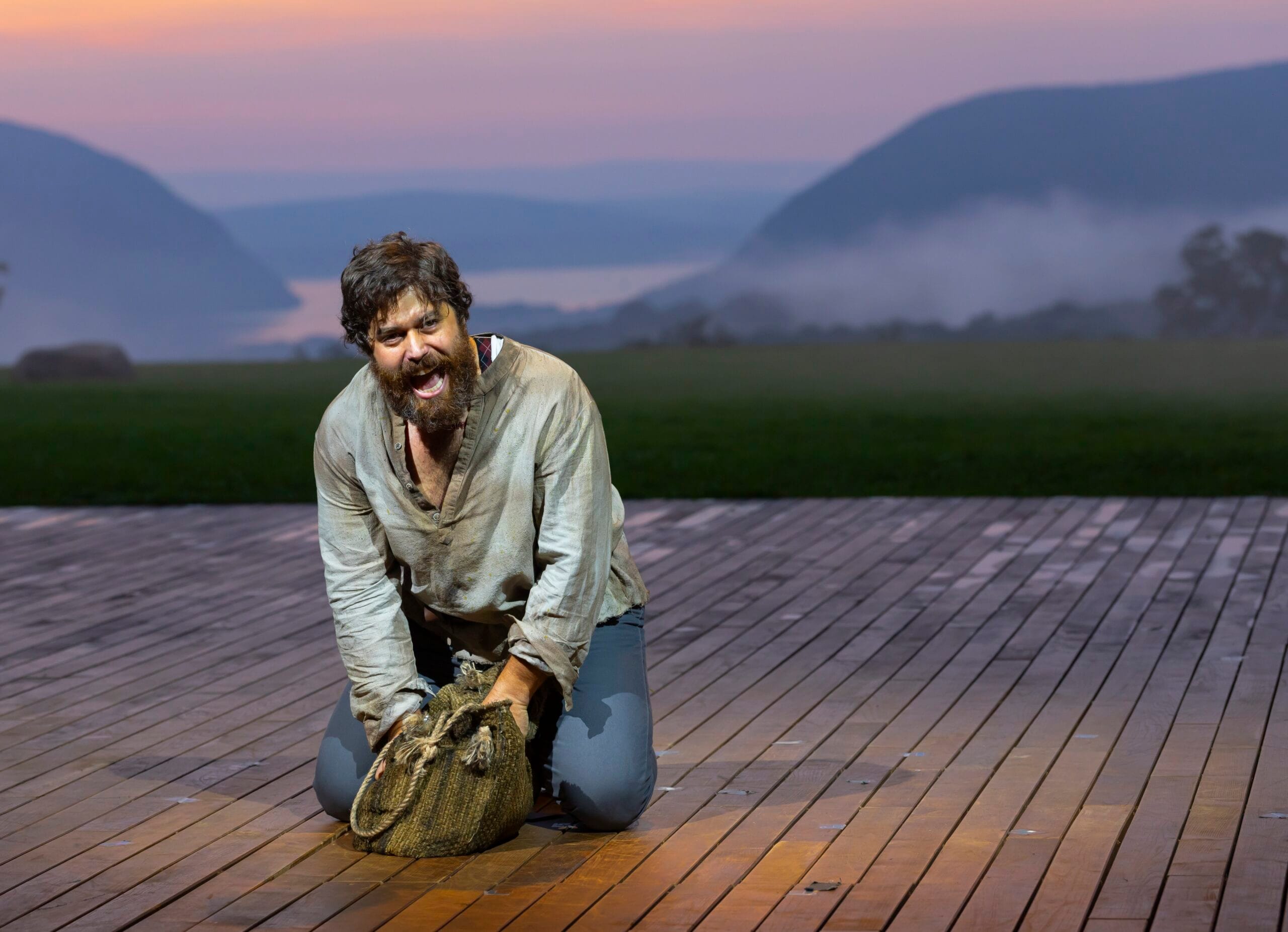 Josh Young as Jean Valjean in "Les Misérables" at Hudson Valley Shakespeare.