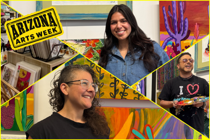 Tucson Gallery artists, clockwise from top: Camila Ibarra, Victor Navarro, and Angela Soliz.