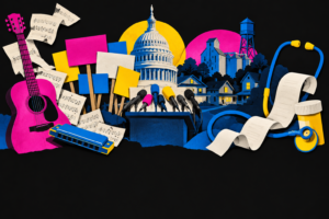 cut paper Americana montage for solo shows in NYC